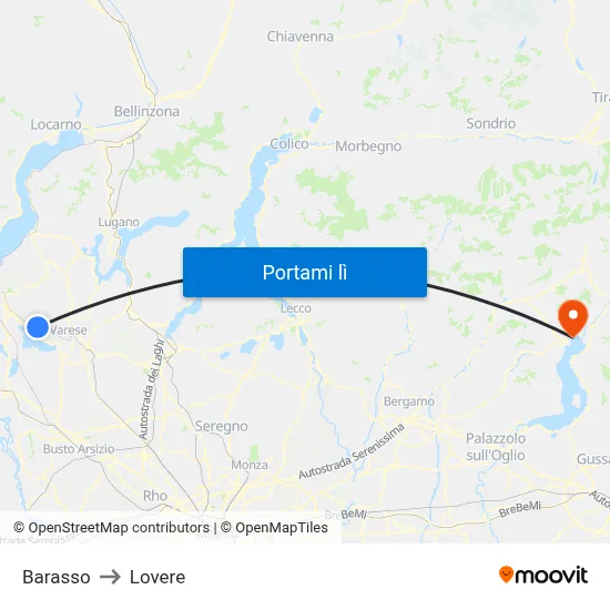 Barasso to Lovere map