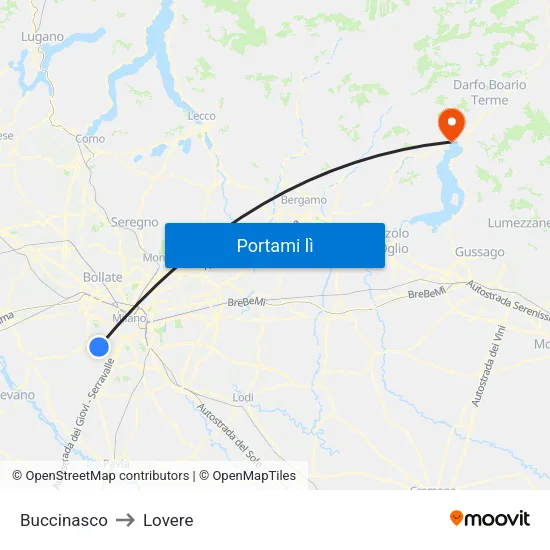 Buccinasco to Lovere map