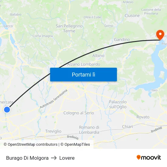 Burago Di Molgora to Lovere map