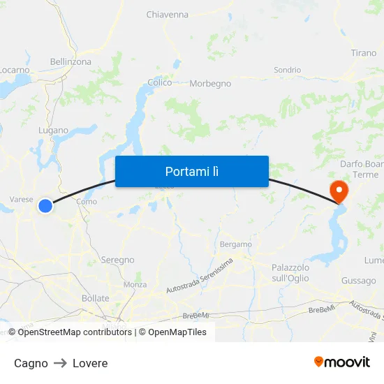 Cagno to Lovere map