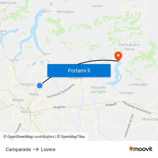 Camparada to Lovere map