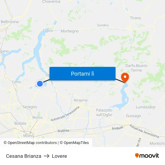 Cesana Brianza to Lovere map