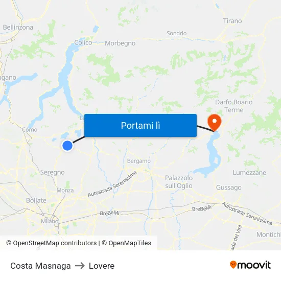 Costa Masnaga to Lovere map