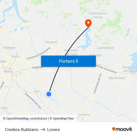 Credera Rubbiano to Lovere map
