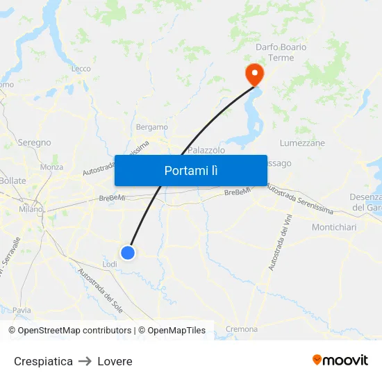 Crespiatica to Lovere map
