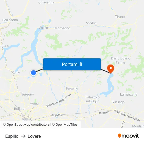 Eupilio to Lovere map