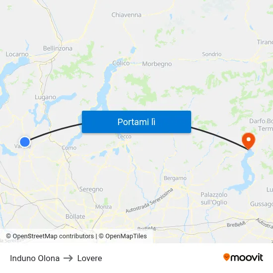 Induno Olona to Lovere map