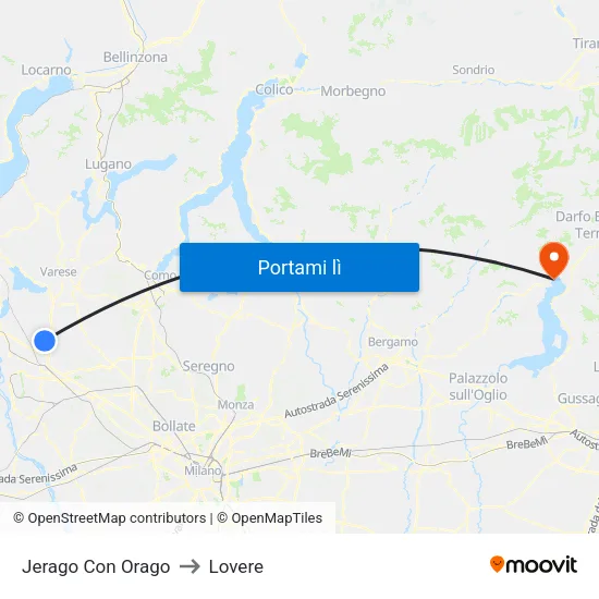Jerago Con Orago to Lovere map