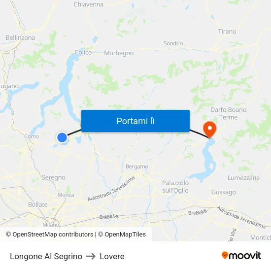 Longone Al Segrino to Lovere map