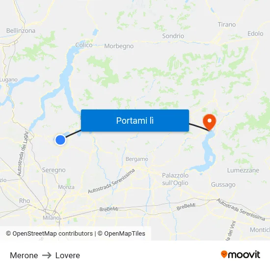 Merone to Lovere map