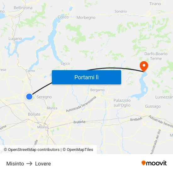 Misinto to Lovere map