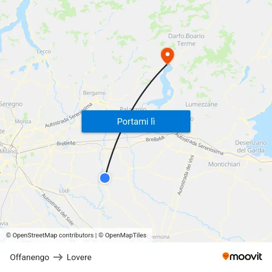 Offanengo to Lovere map