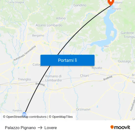 Palazzo Pignano to Lovere map
