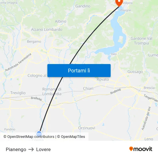 Pianengo to Lovere map