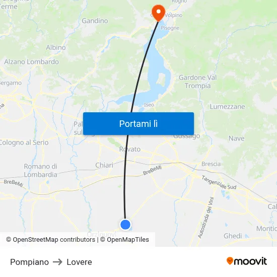 Pompiano to Lovere map