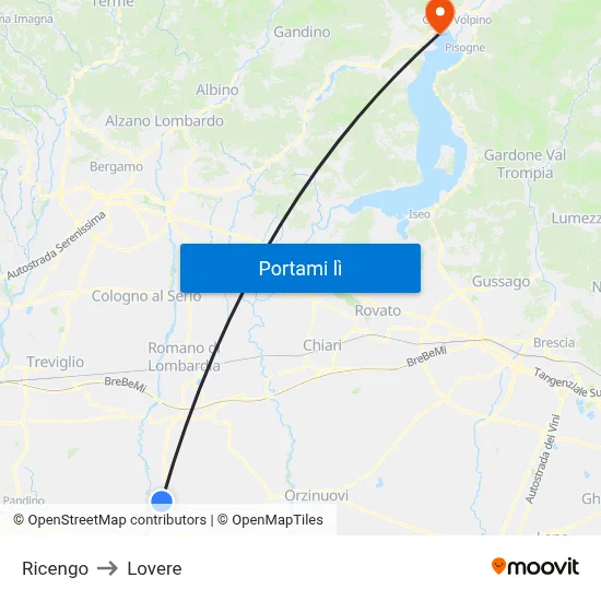 Ricengo to Lovere map