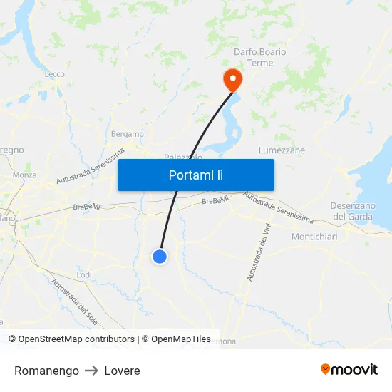 Romanengo to Lovere map