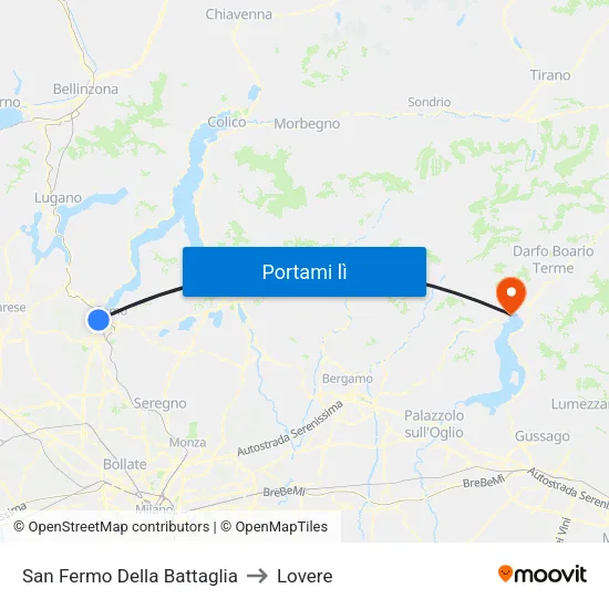 San Fermo Della Battaglia to Lovere map