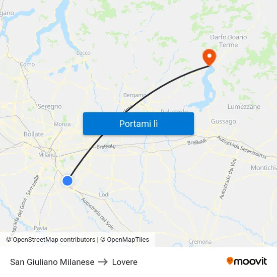San Giuliano Milanese to Lovere map