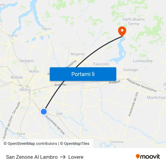 San Zenone Al Lambro to Lovere map