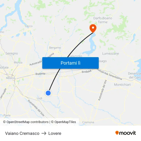 Vaiano Cremasco to Lovere map