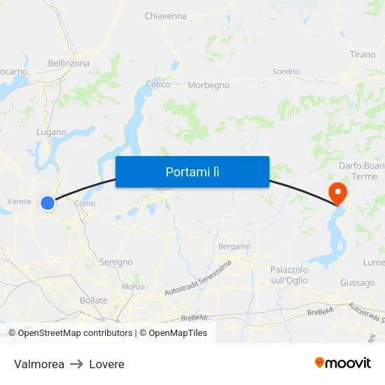 Valmorea to Lovere map