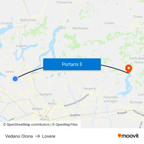 Vedano Olona to Lovere map