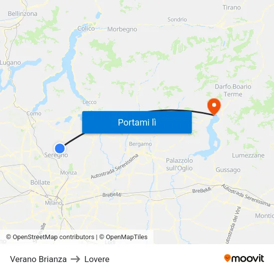 Verano Brianza to Lovere map