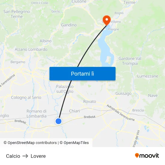 Calcio to Lovere map