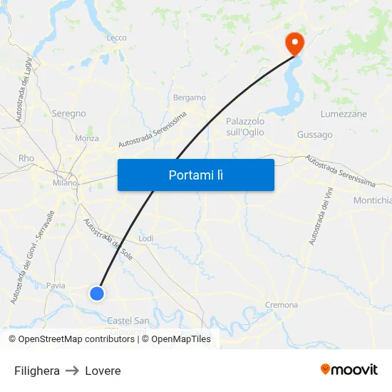 Filighera to Lovere map