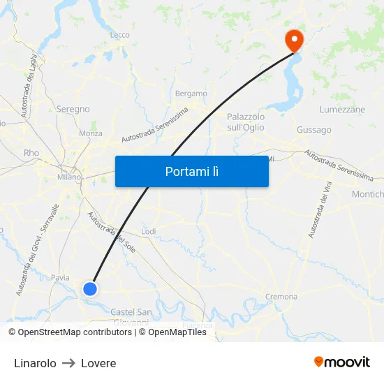 Linarolo to Lovere map