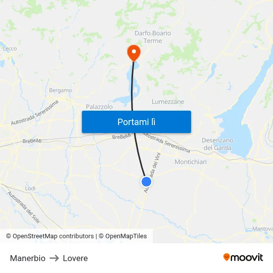 Manerbio to Lovere map