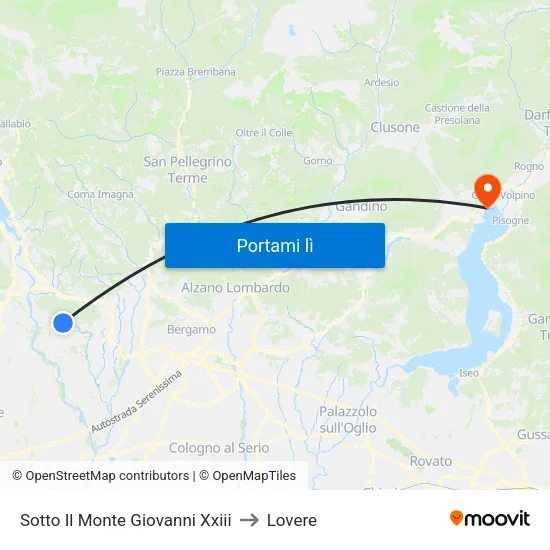 Sotto Il Monte Giovanni Xxiii to Lovere map