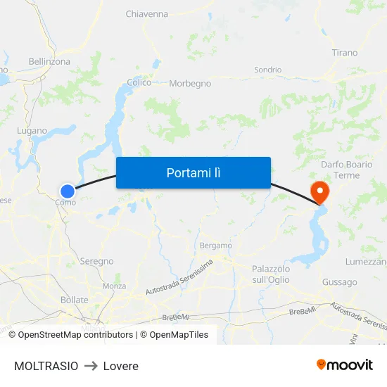MOLTRASIO to Lovere map