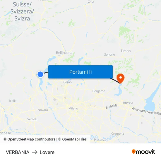 VERBANIA to Lovere map