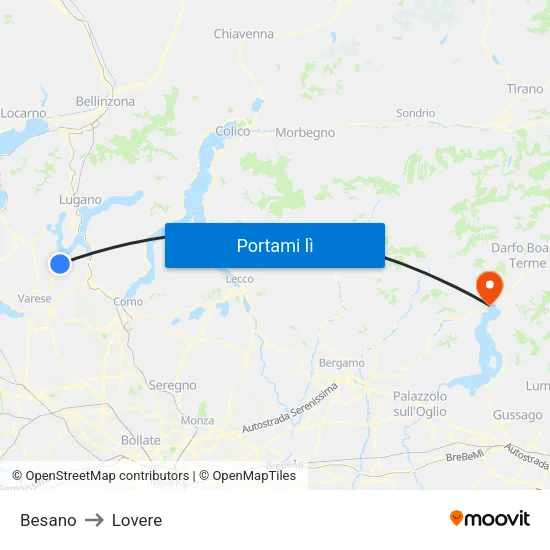 Besano to Lovere map