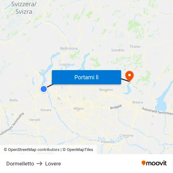 Dormelletto to Lovere map