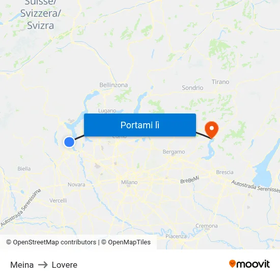 Meina to Lovere map