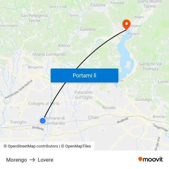 Morengo to Lovere map