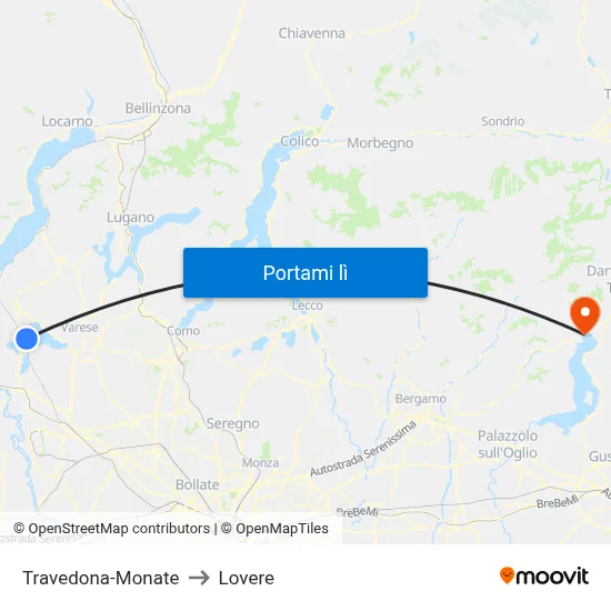 Travedona-Monate to Lovere map