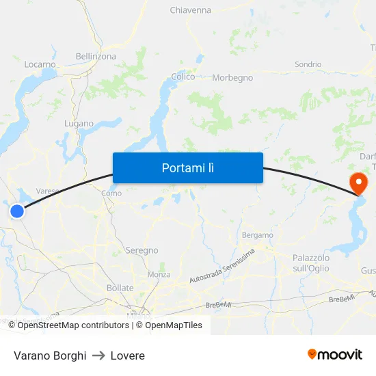 Varano Borghi to Lovere map