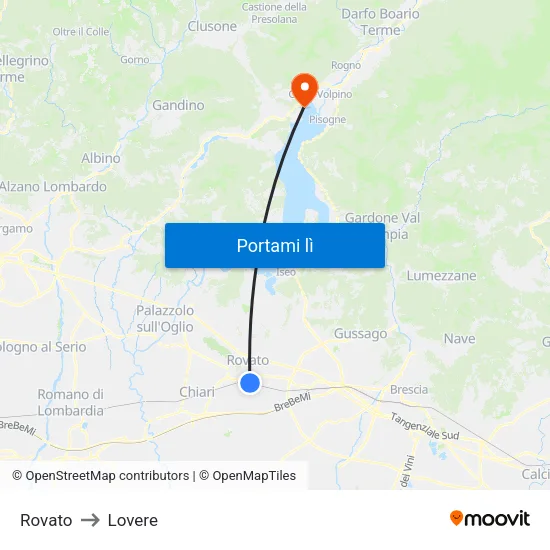 Rovato to Lovere map