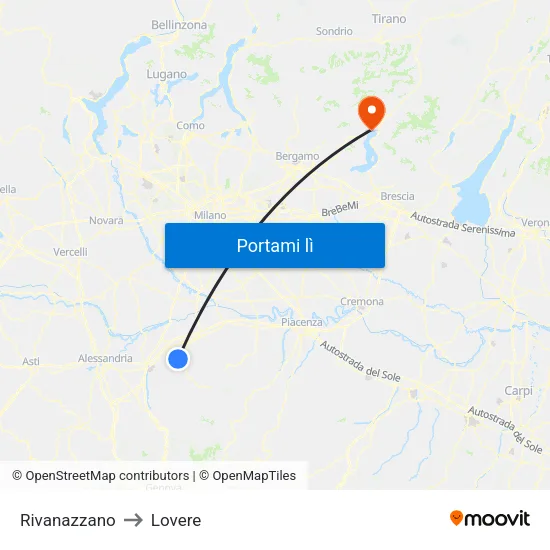 Rivanazzano to Lovere map