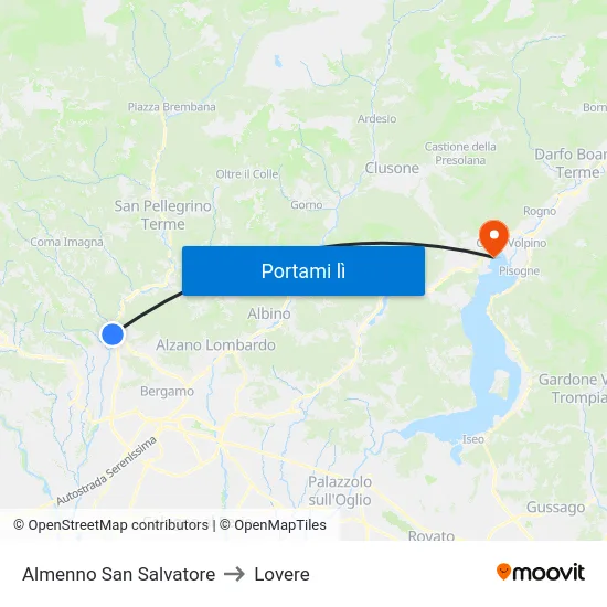 Almenno San Salvatore to Lovere map