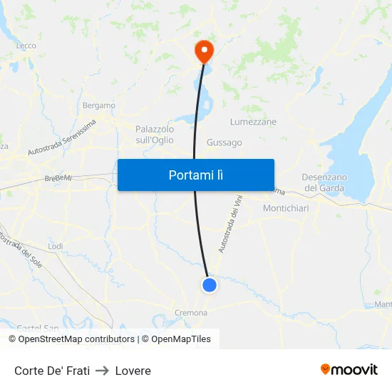 Corte De' Frati to Lovere map