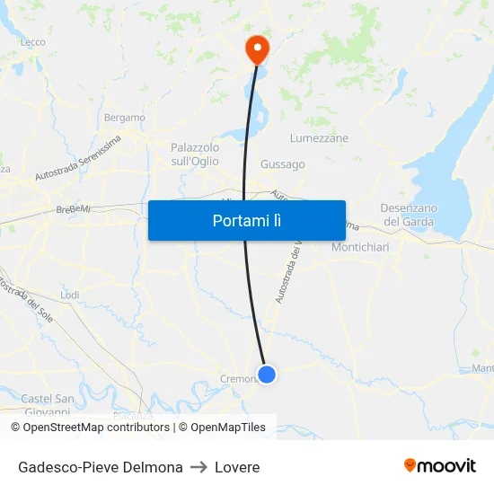Gadesco-Pieve Delmona to Lovere map