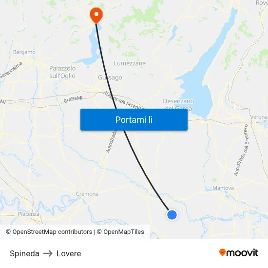 Spineda to Lovere map
