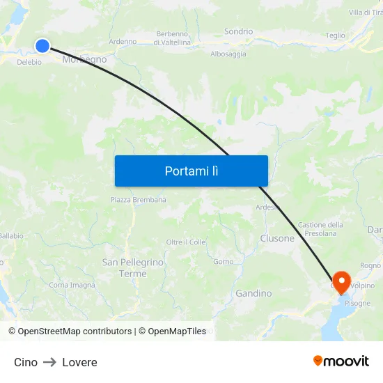 Cino to Lovere map