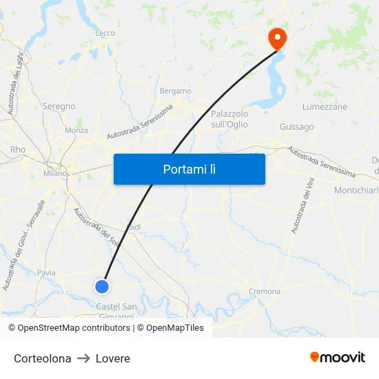 Corteolona to Lovere map
