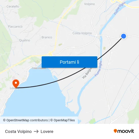 Costa Volpino to Lovere map